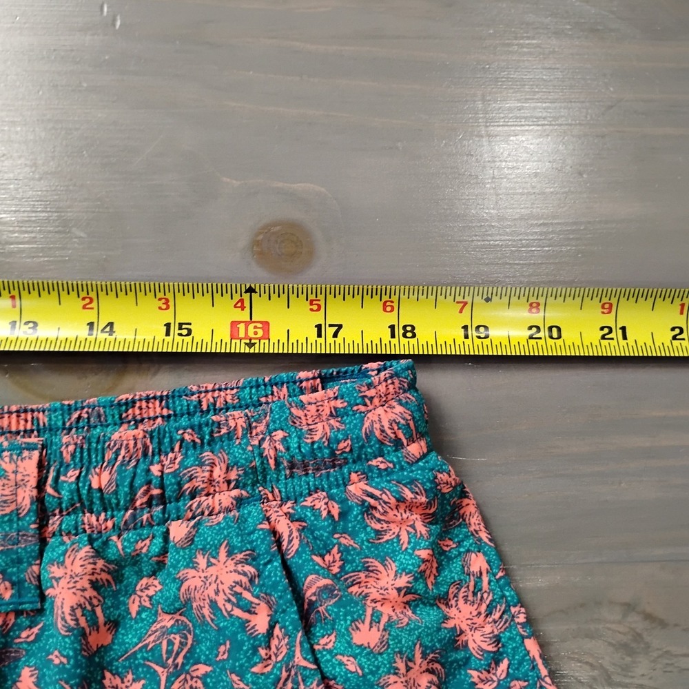 Columbia PFG Swim Trunks Mens XL Green Pink Palms AOP Elastic Waist Lined Tie 8" - Picture 7 of 10